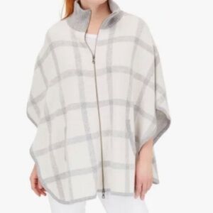 Kinross Beautiful Cashmere Poncho W/Pockets and Zip One Size